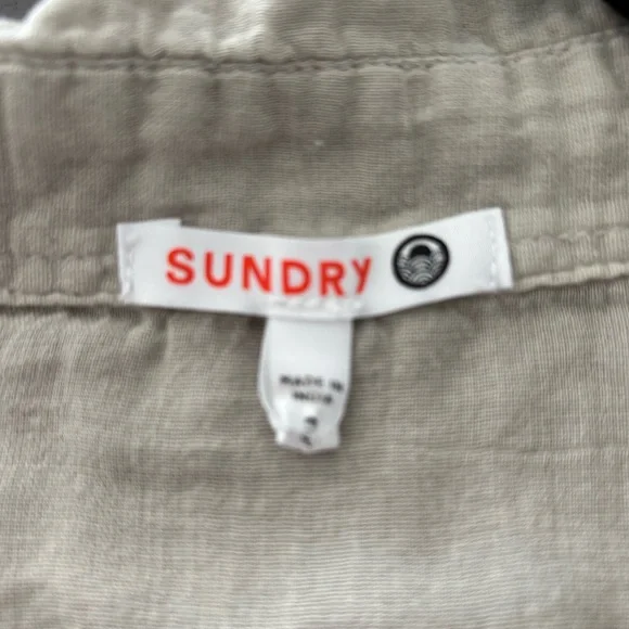 Sundry Light Gray Linen Button Down - Picture 3 of 4